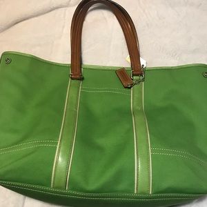 Large Canvas and Leather Coach Tote